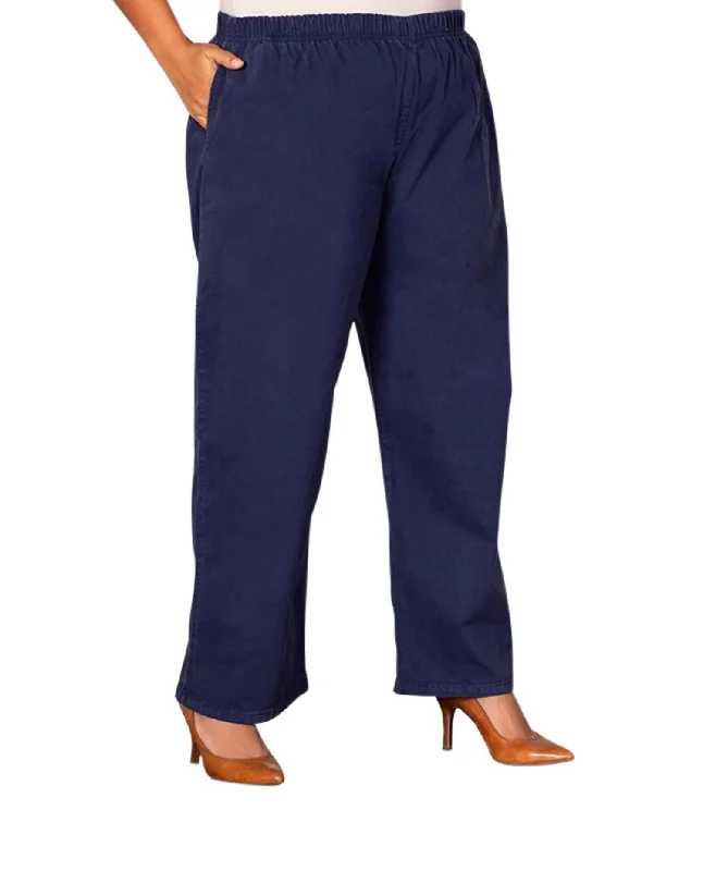 women's retro pantsWide Leg Stretch Twill Pants - Plus In Navy