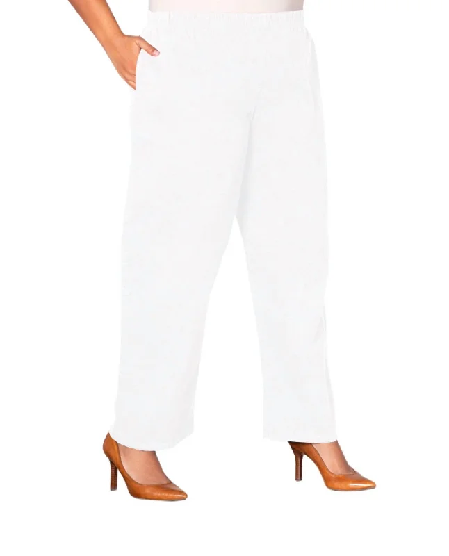 women's adventure pantsWide Leg Stretch Twill Pants - Plus In White