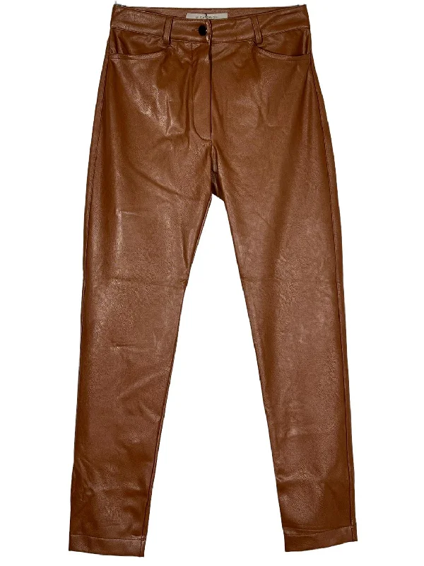 women's bridal pantsWomen Eco Leather 5 Pocket Pant In Cognac