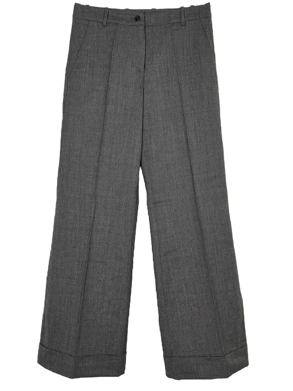 women's moisture-wicking pantsWomen Wool Wide Bottom Twill Pant In Grey