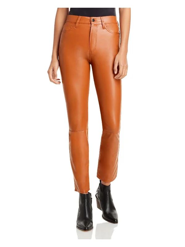 women's drawstring pantsWomens Faux Leather High Rise Straight Leg Pants