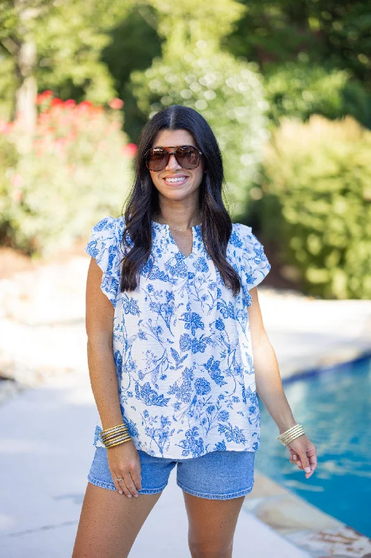 Vintage DressBlissfully Blue Floral Top