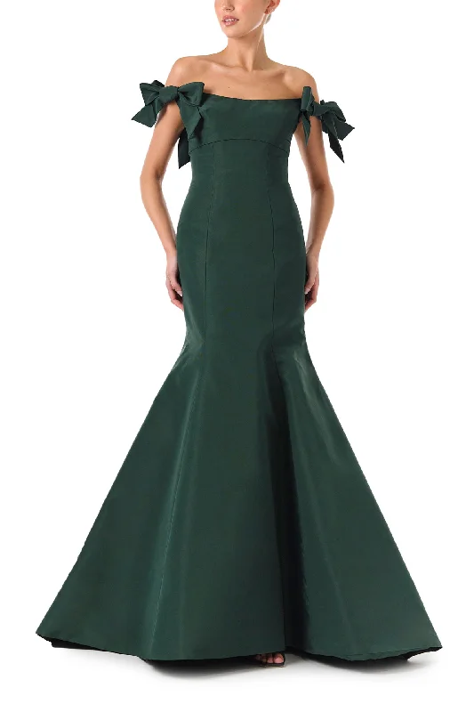 women's affordable dressesBow Sleeve Trumpet Gown