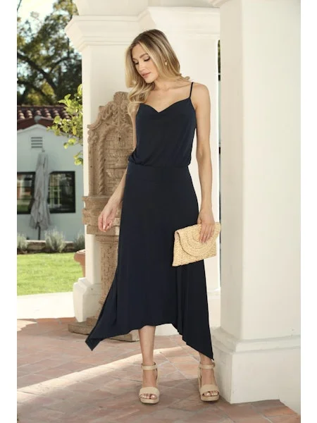 Zipper DressCOWL BANDED SLVLS DRESS