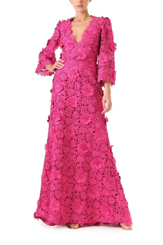 women's one-shoulder dressesBell Sleeve Lace Gown