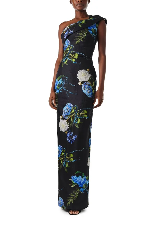 Plus-Size DressOne Shoulder Floral Column Gown