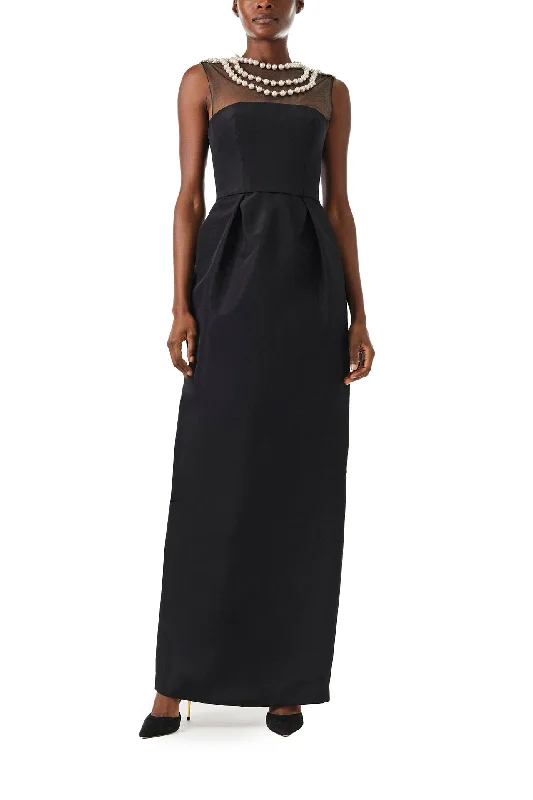 women's midi dressesPearl Neckline Column Gown