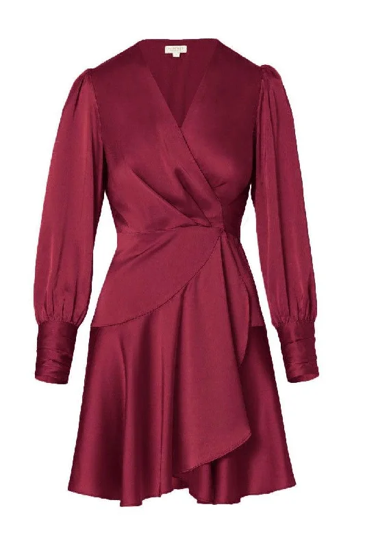 women's ethical fashion dressesPena Long Sleeve Wrap Dress - Ruby