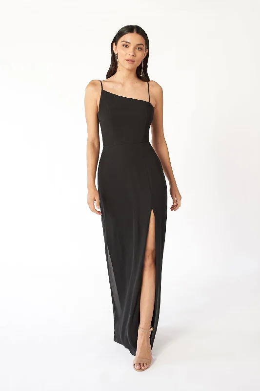 Scoop-Neck DressChic Poly Chiffon Sheath Gown