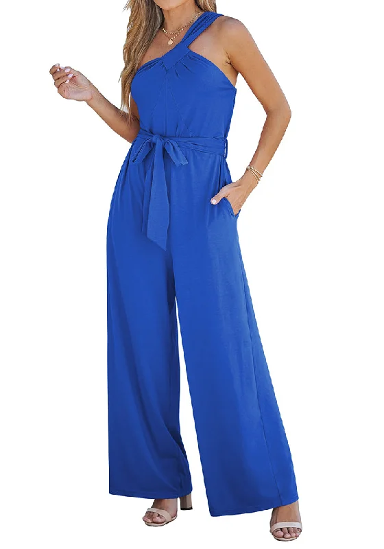 Embellished DressRoyal Blue Comfy Sleeveless Belted Jumpsuits & Long Rompers for Women