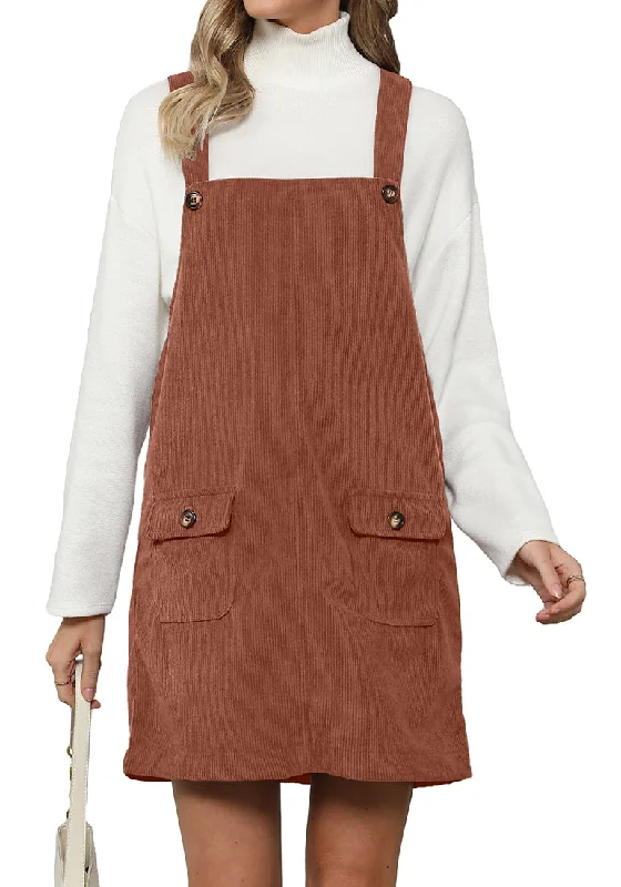 women's A-line dressesSierra Women's Fashion Adjustable Straps Corduroy Overalls Pinafore Short Dresses