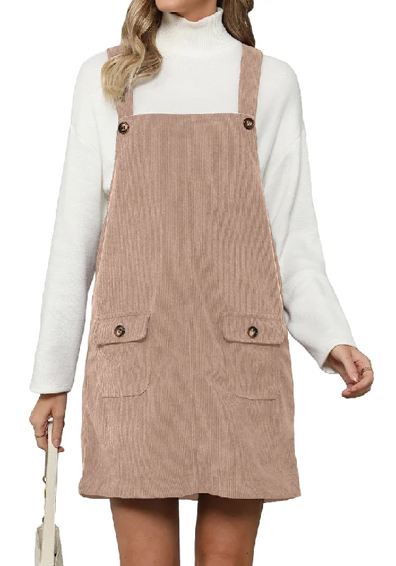 women's body-skimming dressesToasted Almond Women's Fashion Adjustable Straps Corduroy Overalls Pinafore Short Dresses