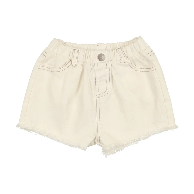 women's velvet shortsAnalogie Fringe Denim Track Shorts - Structured White Denim