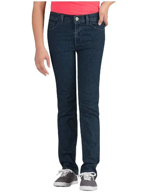 Dickies Girls Skinny Fit Straight Leg 5-Pocket Denim Jeans, Sizes 7-20