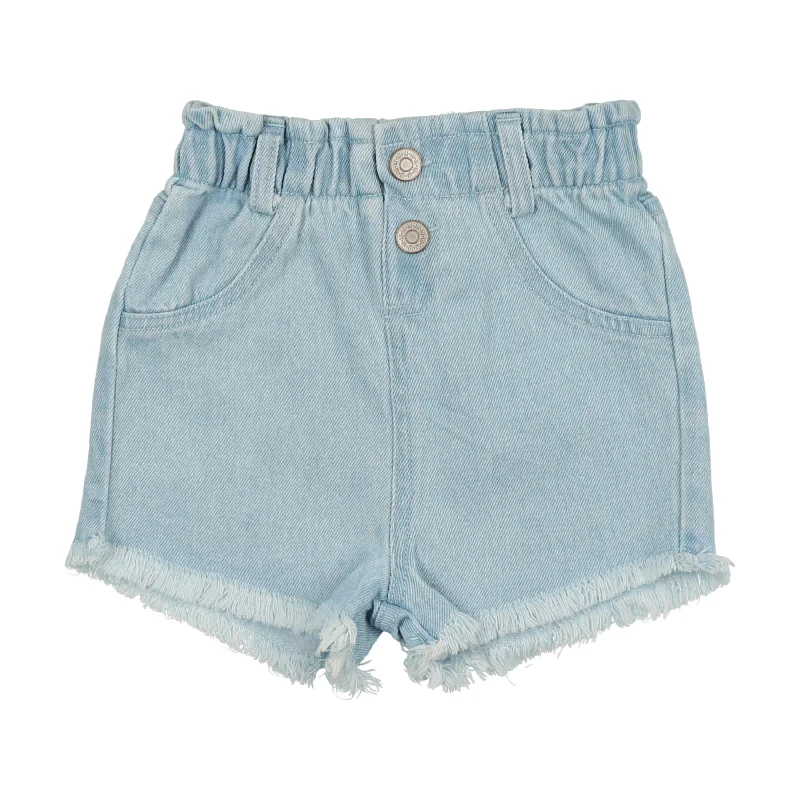 women's trendy shortsLil Legs Denim Paperbag Shorts - Light Wash