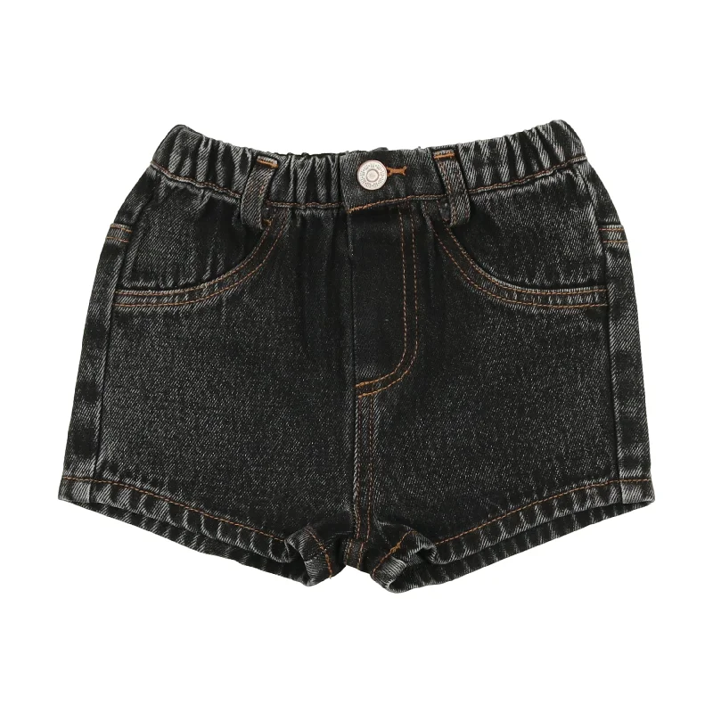 women's buttoned shortsLil Legs Denim Shorts - Black Denim