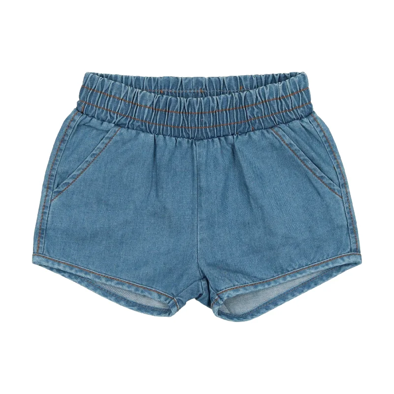 women's petite shortsLil Legs Denim Track Shorts - Dark Denim