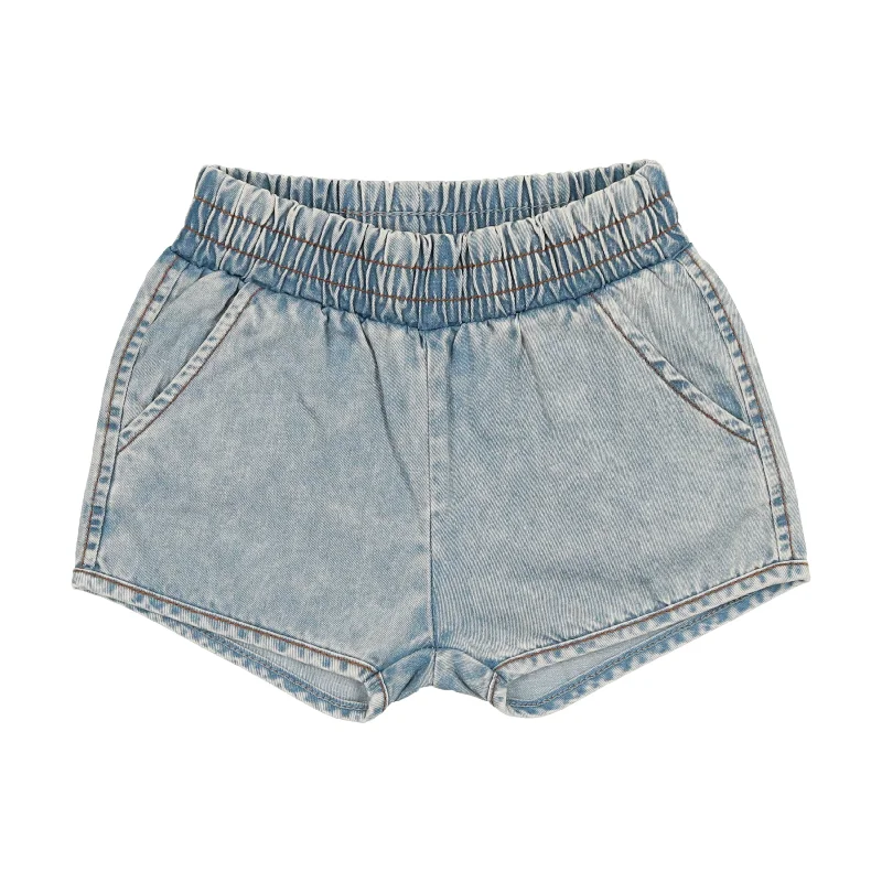 women's swim cover-up shortsLil Legs Denim Track Shorts - Stone Wash