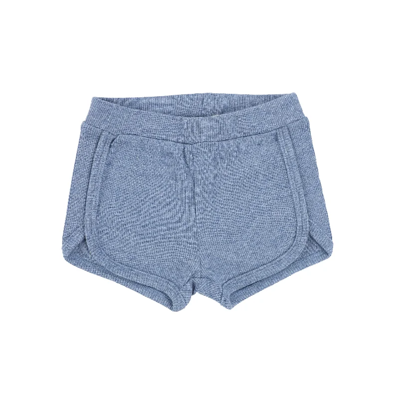 women's trendy shortsLil Legs Ribbed Track Shorts - Denim Heather