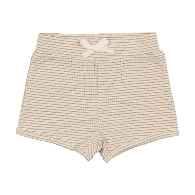 women's short shortsLil Legs Ribbed Track Shorts - Tan Stripe