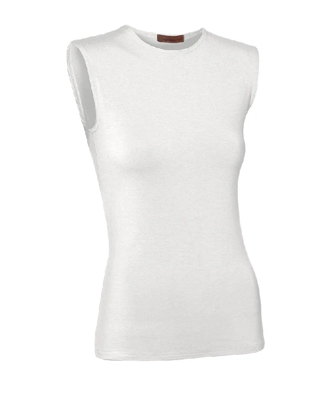 women's tops for those who love to mix and match prints and patternsPB&J Ladies Cotton Sleeveless Shell - White