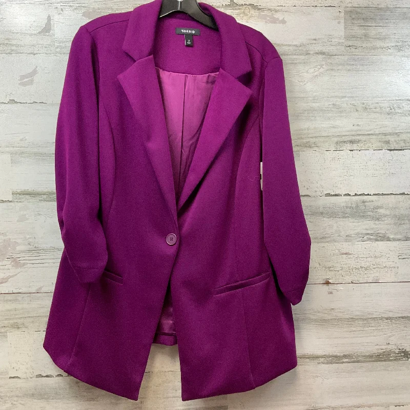 women's coats for minimalist aestheticsBlazer By Torrid In Purple, Size: 2x