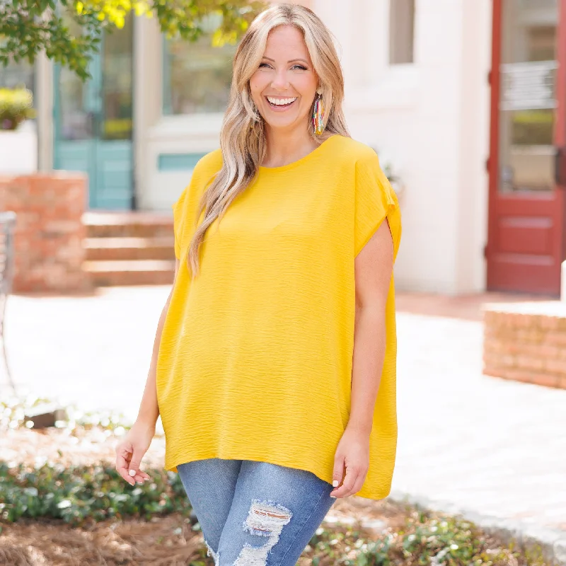 women's tops for those who want to wear pieces that are both comfortable and stylishFluttering Love Top, Yellow