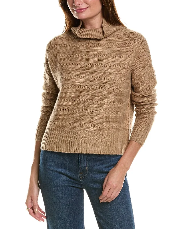 Pullover SweatersForte Cashmere Crop Textured Mock Neck Wool & Cashmere-Blend Sweater