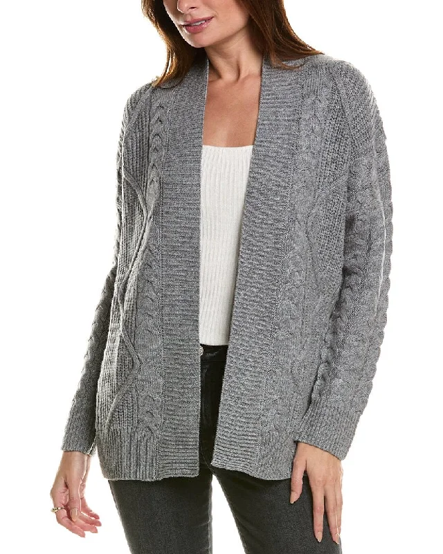 Patterned Cashmere SweatersForte Cashmere Luxe Cable Wool & Cashmere-Blend Cardigan