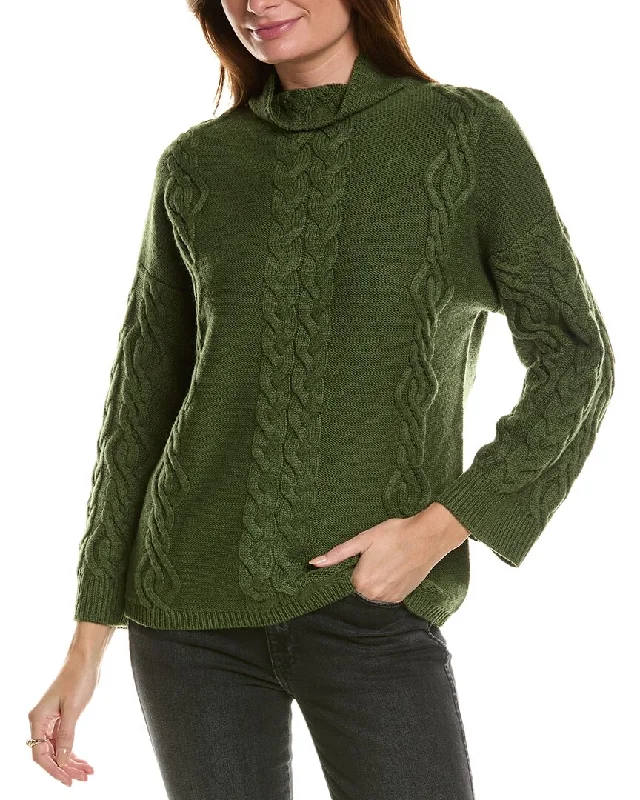 Extra-Large SweatersForte Cashmere Placed Cable Funnel Neck Wool & Cashmere-Blend Sweater