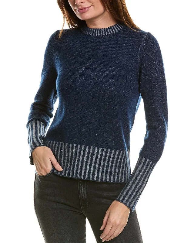 Quick-Dry Wool SweatersForte Cashmere Plaited Crewneck Wool & Cashmere-Blend Sweater