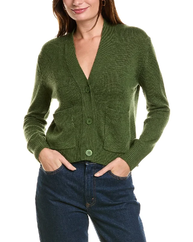 Soft Thick Cashmere SweatersForte Cashmere Pocket V-Neck Wool & Cashmere-Blend Cardigan