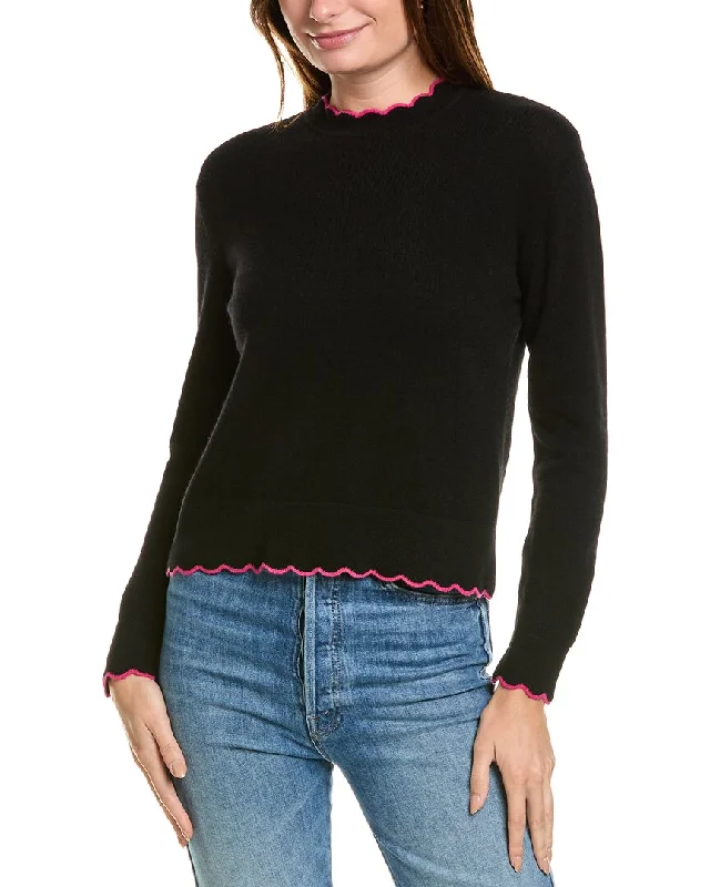 Colorful Casual SweatersForte Cashmere Scallop Edge Boxy Cashmere Sweater