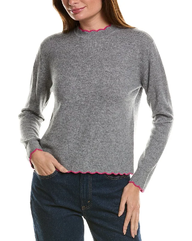 Plus-Size Flannel SweatersForte Cashmere Scallop Edge Boxy Cashmere Sweater