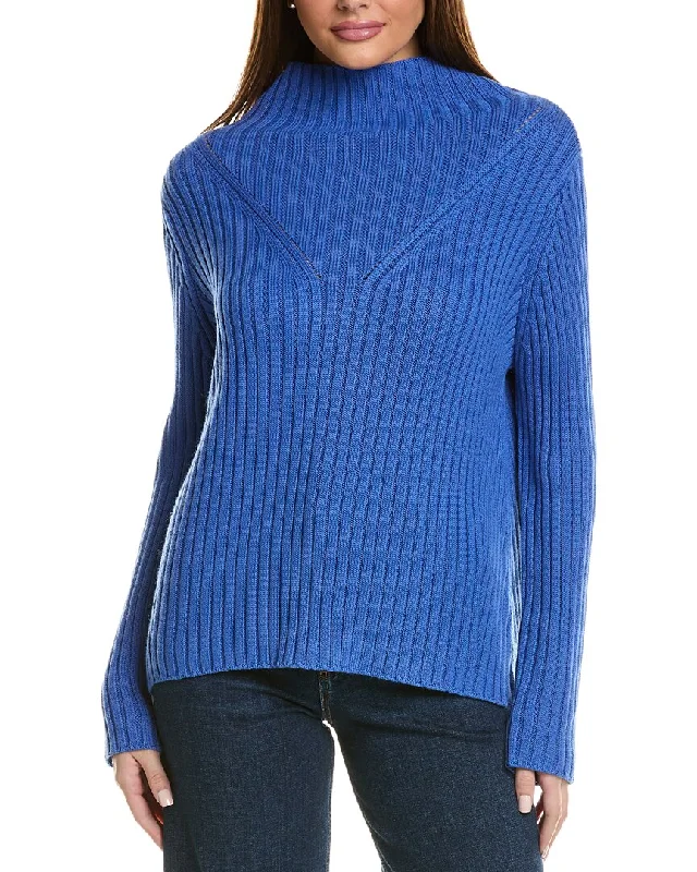 Soft SweatersHannah Rose Chunky Rib Funnel Neck Cashmere-Blend Sweater