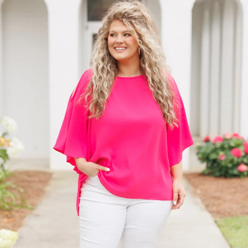 women's tops for those who want to show off their figure in a flattering wayToasted Coconut Top, Hot Pink