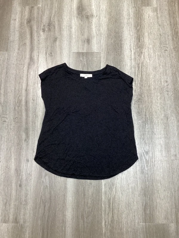 women's tops with lace-up frontsTop Short Sleeve Basic By Loft In Black, Size: S