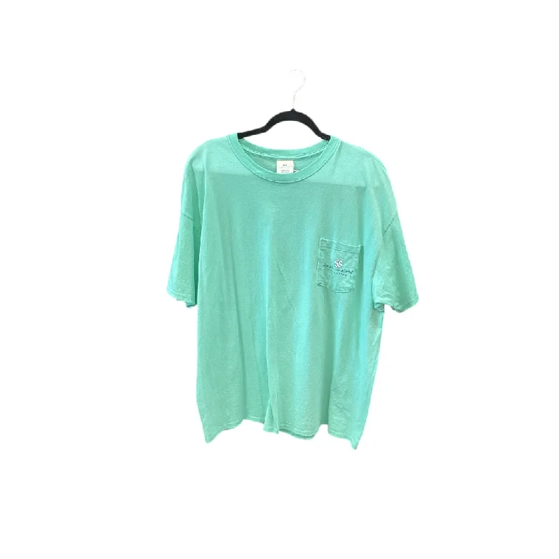 women's tops for cozy nights inTop Short Sleeve Basic By Simply Southern In Green, Size: Xxl