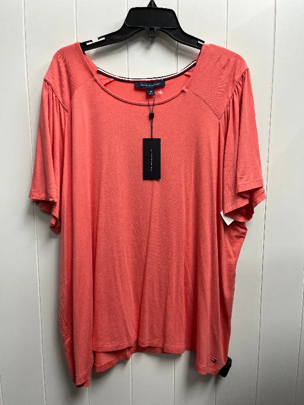 breathable women's tops for summerTop Short Sleeve Basic By Tommy Hilfiger In Orange, Size: 3x