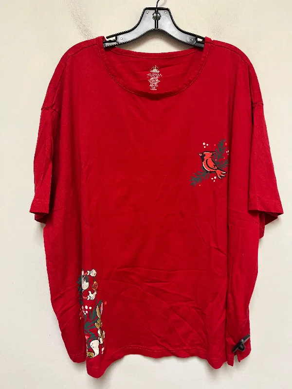 women's tops for those who want to invest in timeless piecesTop Short Sleeve Basic By Walt Disney In Red, Size: 3x