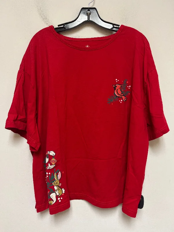 women's tops for those who want to elevate their everyday wear with chic and elegant piecesTop Short Sleeve Basic By Walt Disney In Red, Size: 3x