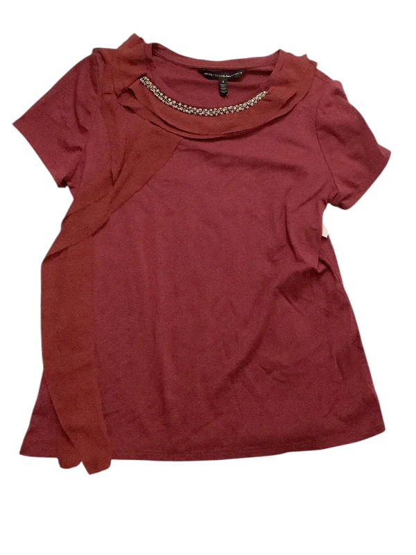 women's tops for vintage fashion enthusiastsTop Short Sleeve Basic By White House Black Market In Maroon, Size: S