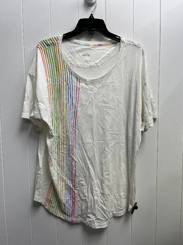 women's tops with bell sleevesTop Short Sleeve By Anthropologie In White & Yellow, Size: Xl