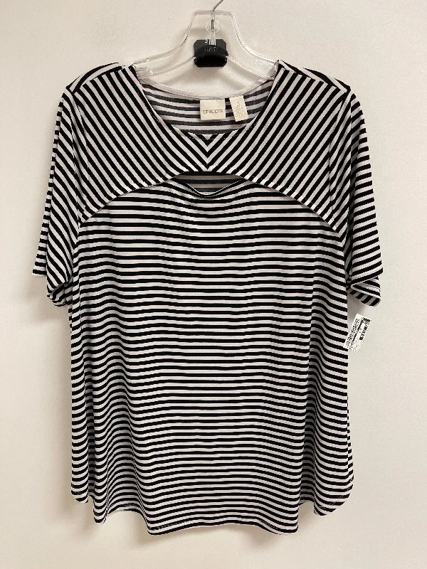 women's tops for those who want to elevate their everyday wear with chic and elegant piecesTop Short Sleeve By Chicos In Black & White, Size: Xl