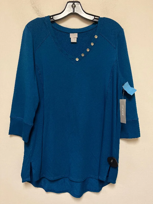 women's tops for those who want to create outfits that are both trendy and timelessTop Short Sleeve By Chicos In Blue, Size: L