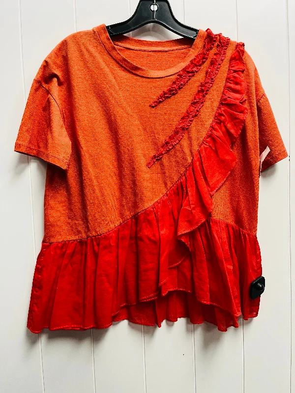 women's tops for those who want to make a bold fashion statement with their choice of topsTop Short Sleeve By Cmc In Orange, Size: M