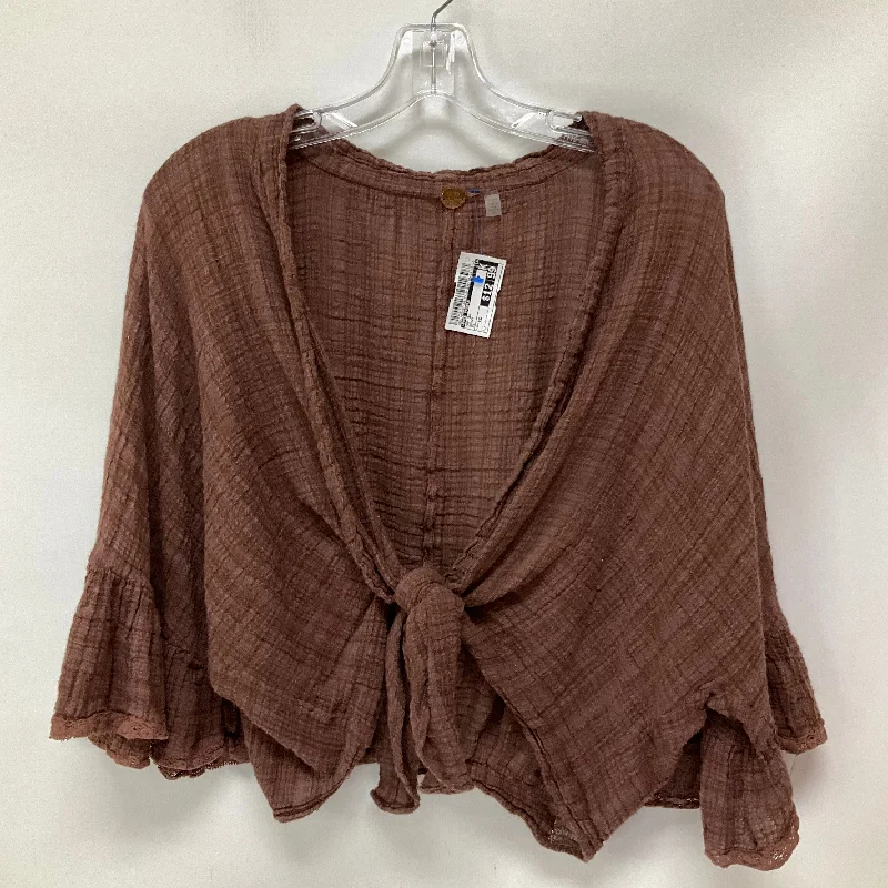 women's tops for picnics in the parkTop Short Sleeve By Free People In Brown, Size: Xs