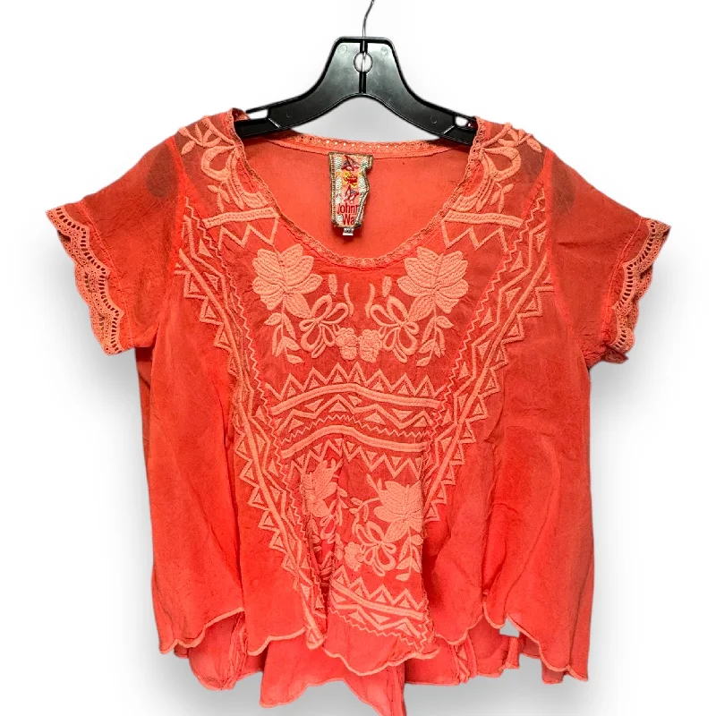 women's tops for boho-chic stylesTop Short Sleeve By Johnny Was In Orange, Size: Xs