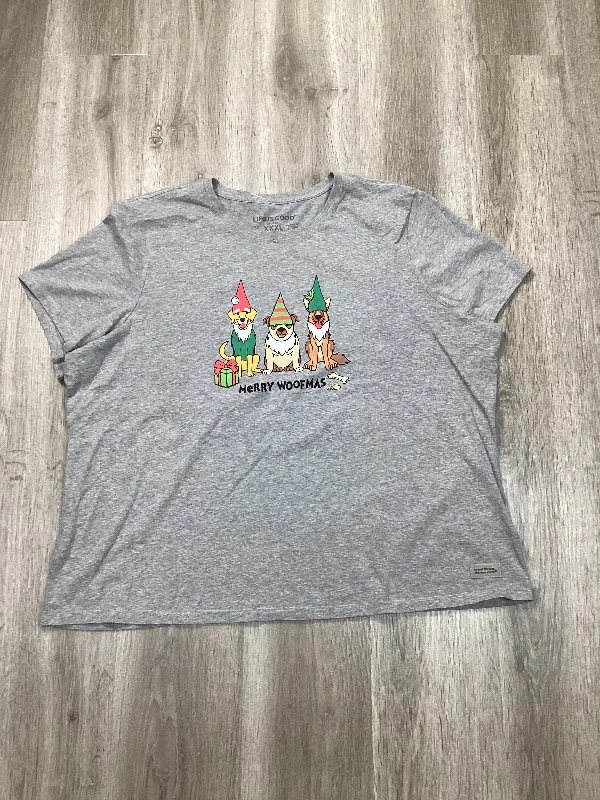 women's tops for those who want to add a personal touch to their wardrobe with unique and one-of-a-kind piecesTop Short Sleeve By Life Is Good In Grey, Size: 3x