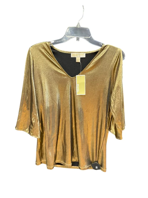 women's tops for bridal showers and baby showersTop Short Sleeve By Michael By Michael Kors In Gold, Size: S